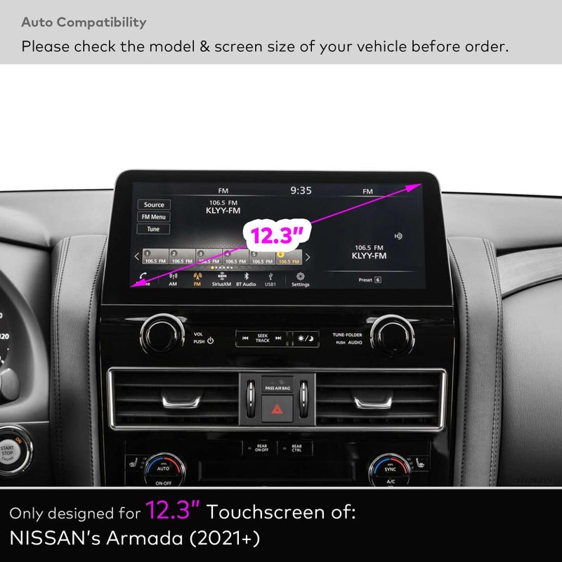 INNOSURE Tempered Glass Screen Protector for 2021/2022/2023/2024 Nissan Armada S/SV/Midnight/SL/Platinum 12.3" Touchscreen Anti Glare (Matte) - Image 2